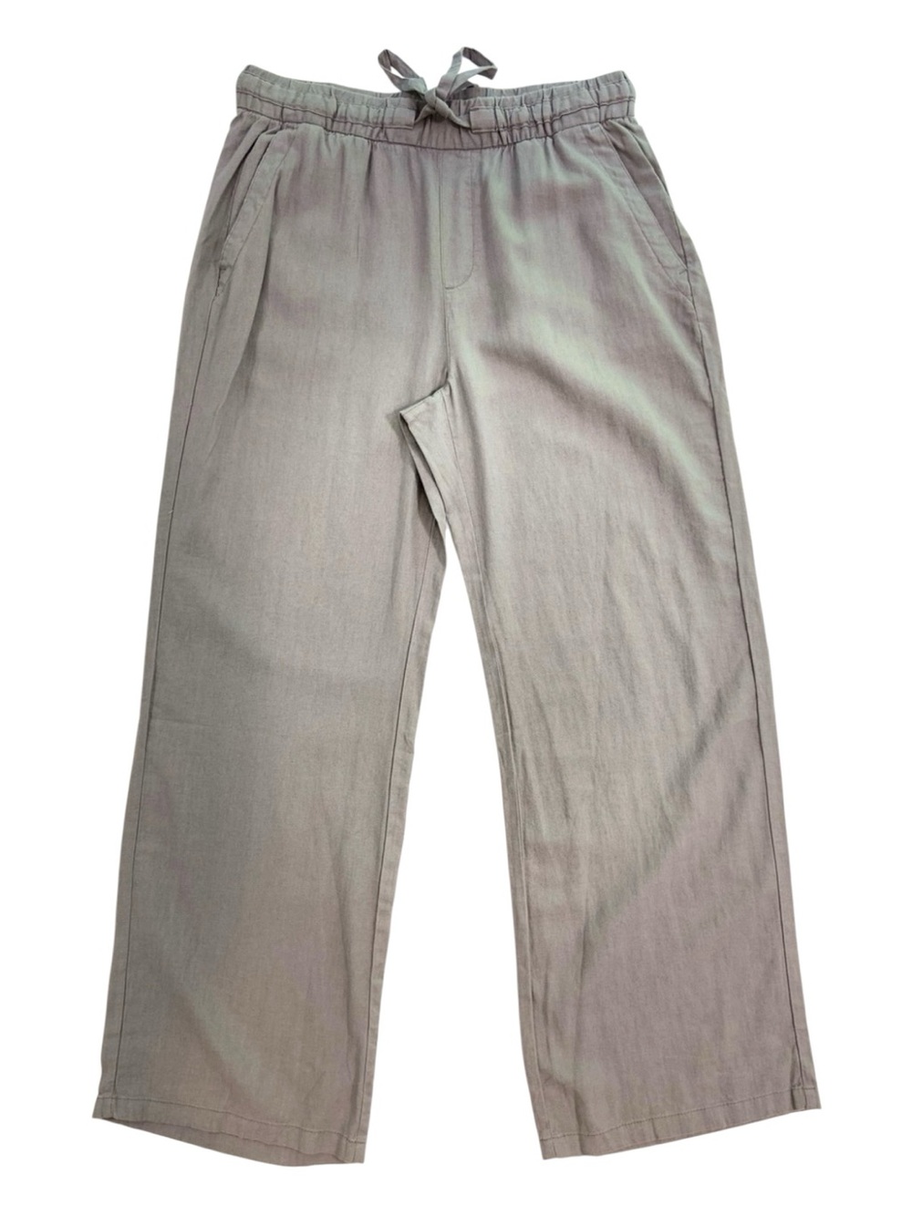Old Navy Linen Blend Wide Leg PullOn Pants silver Gray Size Small NWT Drawstring